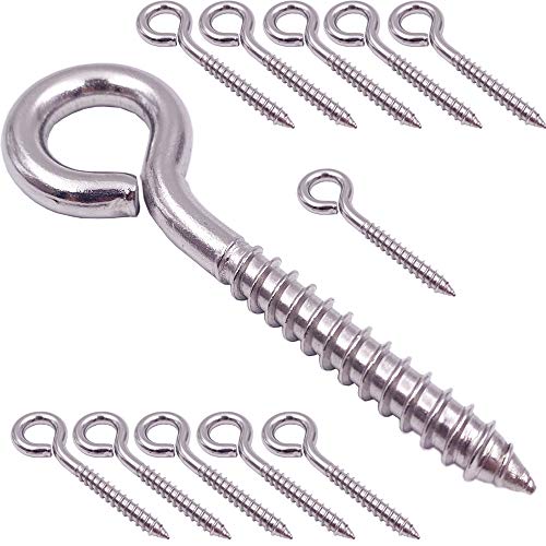VANFLY 304 Stainless Steel Eye Shape Screws Metal Hook, Heavy Duty Hanging Hooks Eyelet Screws Bolt for Yoga & Brazilian Hammocks, Swing Chair, 24 Pack, 3-1/5 Inch, M6 Screw (Style B) - size: 24 Pack