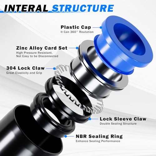 Air Line Tubing Kit, 1/4" 3/8" Air Line Quick Connect Fittings with 1/4" OD x 32.8 FT (10M) & 3/8" OD x 32.8 FT (10 M) DOT Nylon Air Hose Tubing Pneumatic Push Lock Fittings Kit (50 Pcs) - size: 50PCS & 32.5FT 1/4"+3/8" Air Line