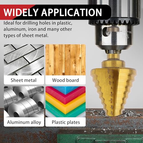 6Pcs(1/8"-1-3/8") HSS Step Drill Bit Set - size: 6pcs