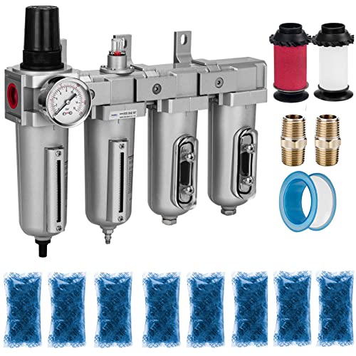 NANPU 1/2" NPT Air Compressor Filter Dryer Regulator - 4-Stage 2 x Desiccant - size: 1/2" NPT, Auto Drain, style: 4 Stage(+Dryer)