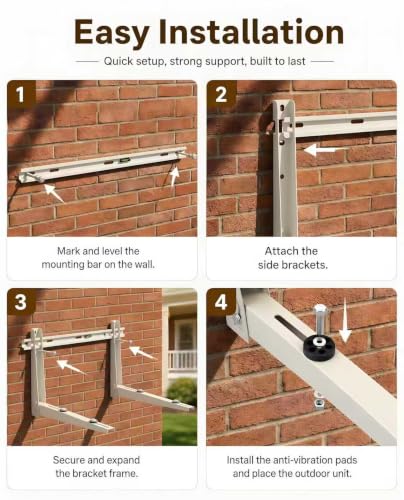 Heavy Duty Mini Split Wall Mounting Bracket, 396 lb, Fits 7000–12000 BTU AC - size: 7000BTU-12000BTU