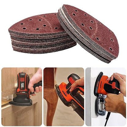 50 PCS Mouse Detail Sander Sandpaper, 40 Grit Palm Sander Sandpaper 11 Holes Hook and Loop Sander Pads Triangular Sanding Sheets Abrasive Sanding Paper for Mouse Sander - size: 40 Grit