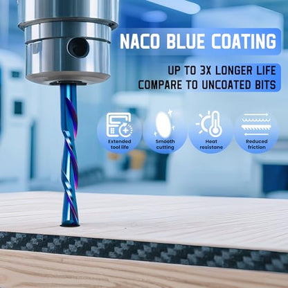 HQMaster Downcut Bit 1/8" Shank Down Cut Spiral CNC Router Bits End Mill Tungsten Carbide Milling Cutter Set 5 Pack (1/8" Cutting Diameter) - size: 1/8 in