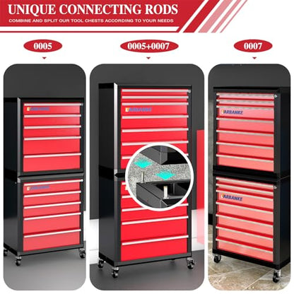LARBANKE 12-Drawer Rolling Tool Chest with Wheels,Lockable Tool Cabinet - color: Red, size: 12 drawer tool chest