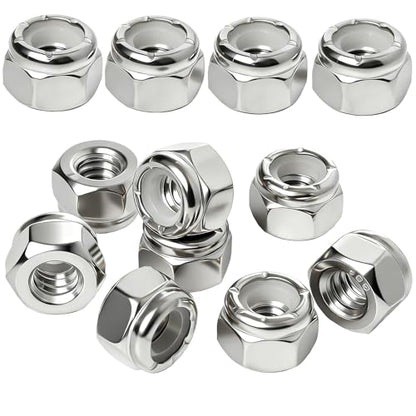 1/4-20 Lock Nut Nylon Insert Hex Locknuts Locking Hex Nuts 304 Stainless Steel 60pcs - size: 1/4-20