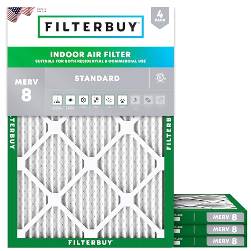 Filterbuy 8x14x1 Air Filter MERV 8 Dust & Allergy Defense (4-Pack) - size: 8x14x1
