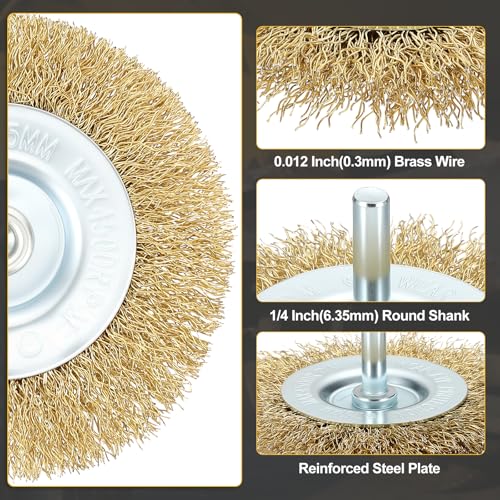 DTGN 7 Pcs Wire Wheel Cup Brush Set for Drill, 1/4 Inch Round Shank - size: 1/1.5/2/3/4 inch