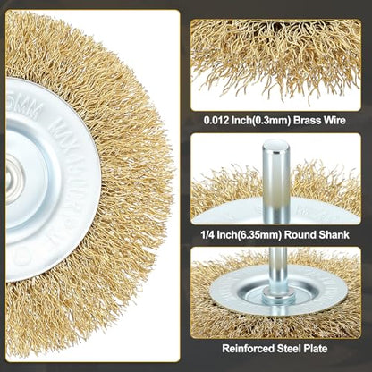 DTGN 7 Pcs Wire Wheel Cup Brush Set for Drill, 1/4 Inch Round Shank - size: 1/1.5/2/2.5/3/4 inch