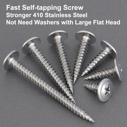 VGBUY 260Pcs #8x1/2 Wood Screws Phillips Modified Truss Head Stainless Steel 410 Quick Metal Self Tapping Screws - color: Silver, size: #8 x 1/2 inch