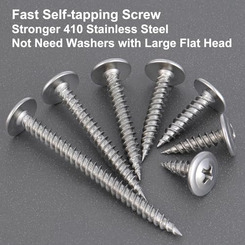 VGBUY 145Pcs #8x1-1/4 Wood Screws Phillips Modified Truss Head Stainless Steel 410 Quick Metal Self Tapping Screws - color: Silver, size: #8 x 1-1/4 inch