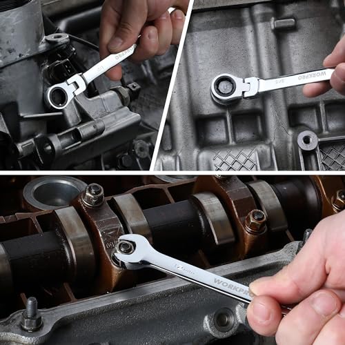 WORKPRO 22-Piece Ratcheting Wrench Set, Flex-Head & Polished - style: Flex-head & Polished