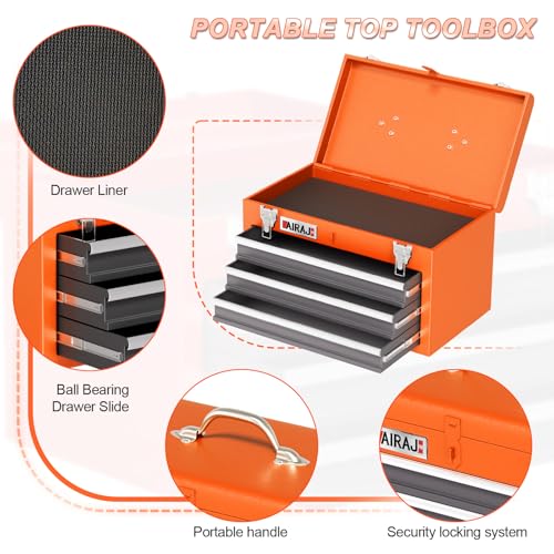 4 Drawer Rolling Tool Chest with 360° Wheels,40"Detachable 2-in-1 Tool Box - color: Orange‌, size: 4-drawer tool chest
