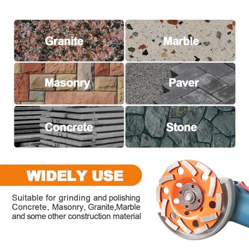 Diamond Grinding Wheels 5 inch - BRSCHNITT Diamond Wheel Cup for Grinding/Polishing/Cleaning Surface Concrete,Granite,Marble,Masonry Brick,Cement,Stone Aobor 7/8"-5/8". - size: 5"(125mm)Single row