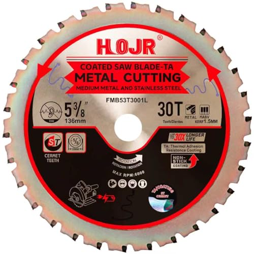 Dia 5-3/8"(136mm) 30-Tooth Arbor 20mm Metal Cutting Circular Saw Blade, for Steel and Stainless Steel,The Cutting Head uses a Special Anti-Heat Sticking Coating,FMB 5-3/8 inch 30-Tooth 20mm -TA - size: Steel 5-3/8" 30T