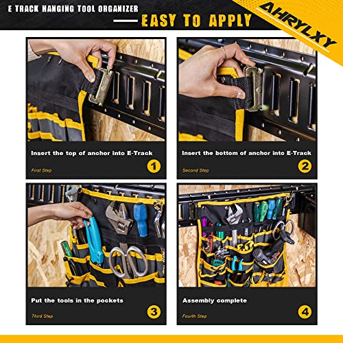 E-Track Hanging Tool Organizer, Wall Mounted Multi Pocket Tool Holder - size: 2 Pack