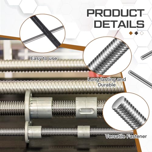 Blulu 4 Pcs 3/8"-16 Fully Threaded Rod, 36" Length - size: 3/8"-16 x 36"