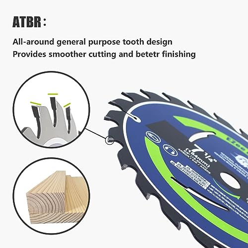 EZee 7-1/4 Inch 24 Teeth with 5/8 Inch Arbor Circular Saw Blades,0.06 Inch Thin Kerf,Tungsten Carbide Tipped(TCT) ATBR Teeth Fine Finish for Various Wood Cutting,Framing,Max RPM 8300(1-Pack) - size: 7-1/4" 24T (1-pack)
