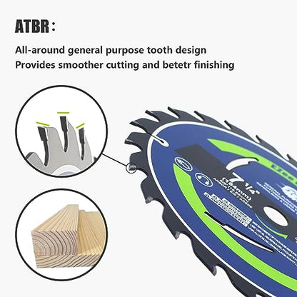 EZee 7-1/4 Inch 24 Teeth with 5/8 Inch Arbor Circular Saw Blades,0.06 Inch Thin Kerf,Tungsten Carbide Tipped(TCT) ATBR Teeth Fine Finish for Various Wood Cutting,Framing,Max RPM 8300(1-Pack) - size: 7-1/4" 24T (1-pack)