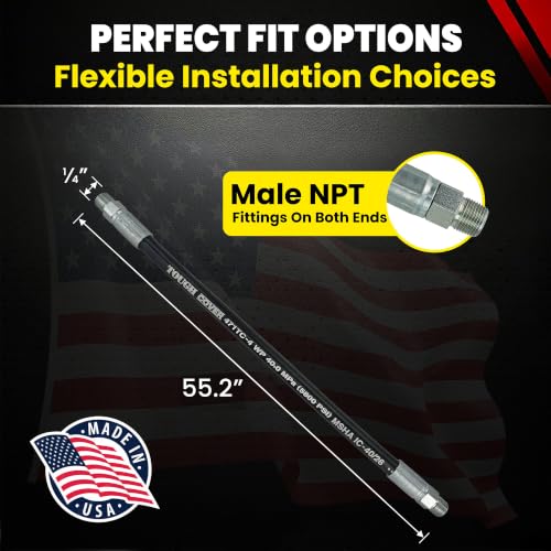 Chenango Supply 1/4" Hydraulic Hose Assembly – 2-Wire Reinforced, Male NPT × Male NPT, 4000 PSI Working Pressure – Assembled in USA – (1/4" × 4' 6") - size: 1/4" x 4' 6"