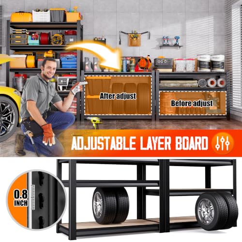 71"Hx46"Wx18"D Garage Shelving-2050 lbs 5 Tier Storage Shelves,Adjustable Heavy Duty Metal Shelving Unit and Storage Large Rack,Utility Steel Shelf for Warehouse Industrial Pantry Basement Black - size: 46"Wx18"Dx71.2"H