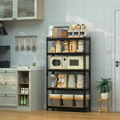 WORKPRO Shelving with MDF Board, 27-2/5"W x 11-7/10"D x 60" H, 1650LBS Load - color: Black, size: 27.4"W x 11.7"D x 60"H