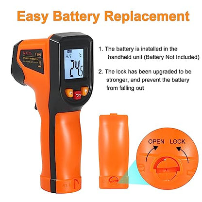 Thermometer Infrared Thermometer Non-Contact Digital Gun -50°C~600°C (-58°F~1112°F) IR Thermometer for Industrial, Kitchen Cooking, Automotive, Not for Human Body Temp