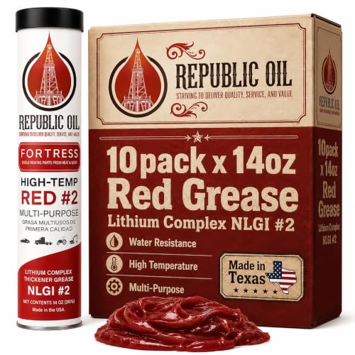 Red High Temp #2 Grease 10 x14oz Lithium Complex Multi-Purpose |Chassis | Wheel Bearings| Tacky | EP2 | Extreme Pressure | 5th Wheels | Agrilculture | Construction