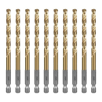 SALI Cobalt Drill Bit Set,10 Pack 1/4 Inch High Speed Steel Hex Shank Jobber Drill Bits, for Hardwood, Aluminum,Metal,Copper,Alloyed Steel - size: 1/4 in