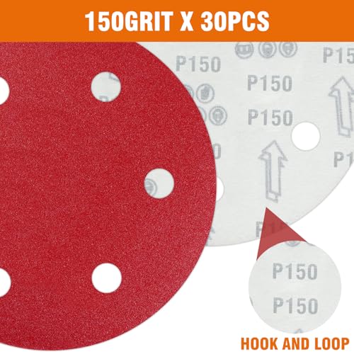 30 PCS 9 Inch Drywall Sanding Discs 150 Grit 6 Hole - color: 6 Hole, size: Grit 150