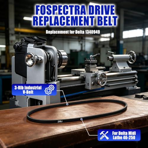 Drive Replacement Belt for Delta Midi Lathe 46-250, 3-Rib Industrial V-Belt,Replacement for Delta 1340949
