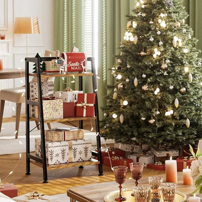 3-Tier Bookshelf, Ladder Shelf, Industrial Bookcase with Steel Frame, Metal Small Bookcase, stand up shelves for Living Room, Home Office, Kitchen, Bedroom, Industrial Style（Rustic Brown & Black） - color: Rustic Brown, size: 3 Tier (11.8"D x 16.5"W x 31.3