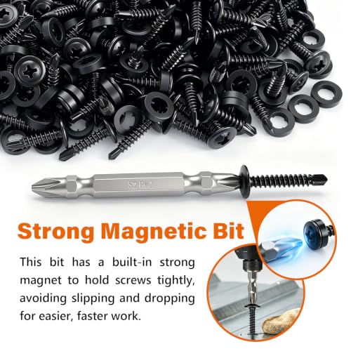 300PCS #8×3/4" Truss Head Self Tapping Screws for Metal - color: Black, size: BLK 300PCS #8×3/4"