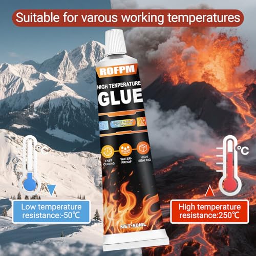 High Heat Silicone Glue Black, 100ml High Temp Resistant Sealant Set - color: Black