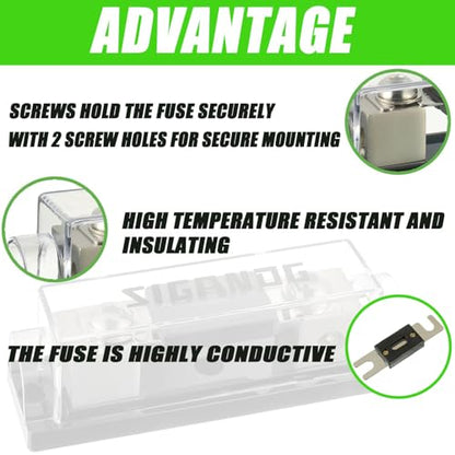 0/2/4 Gauge AWG Inline ANL Fuse Holder with 200 Amp Fuse - style: 200A