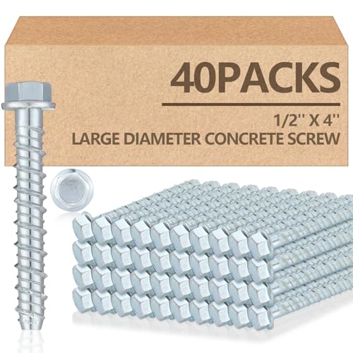 Tandefio 40 Pack 1/2 x 4 Concrete Anchors and Screw Kits Galvanized - size: 1/2" X 4"