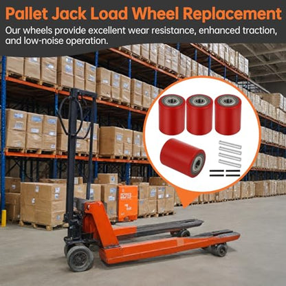 Homaisson 2 Pair Pallet Jack Load Wheels, Manual Pallet Jack Truck Wheels 3” x 3.75” with Bearings ID 20mm, Pallet Jack and Lift Truck Rear Wheel Replacement(2 Pair) - size: 2 Pair