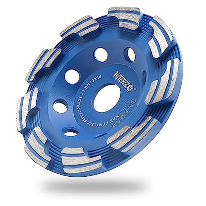 HERZO Diamond Concrete Cup Wheel 5 Inch, Grinding Cup Wheel for Stone Concrete Surface, Cement, Marble, Rock, Granite, and Thinset Removing, Angle Grinder Wheels Cup - size: 5 Inch New Version