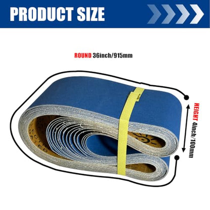 4 x 36 Inch Sanding Belts, 15 Pcs Mixed Grit 60/80/120/180/240, Aluminum Oxide Abrasive Sandpaper Belts for Belt Sanders, Woodworking Polishing & Grinding - size: 4X36
