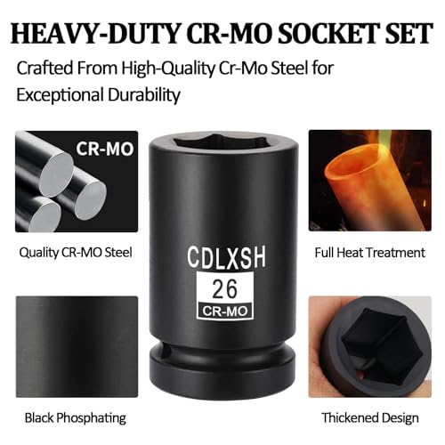 3/4" Drive Impact Socket Set, 21 Pcs Heavy Duty Large Socket Set - style: 3/4in-21Pcs-Metric