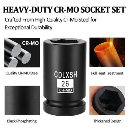 3/4" Drive Impact Socket Set, 21 Pcs Heavy Duty Large Socket Set - style: 3/4in-21Pcs-Metric