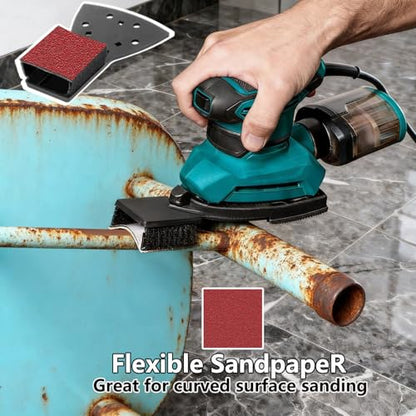FOWOK 150Pcs Sandpaper for Skil Detail Sander with 2Pcs Foam Sanding Pad - size: 3-Shape Sandpaper with 2 Pads