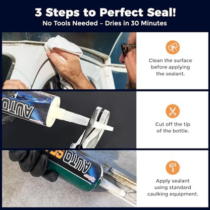 Seam Sealer Automotive-Professional Grade High Strength Waterproof Adhesive for Truck,Marine,Auto Body Repair, Rust & Leak Prevention-Quick Paintable Sealant for Metal,Plastic,RV Roof Sealant White - color: White 2