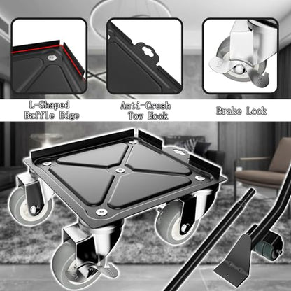 2,400 lb Capacity Furniture Dolly Set, 6.8-Inch Platforms, Black - color: Black, size: 6.8x6.8 IN