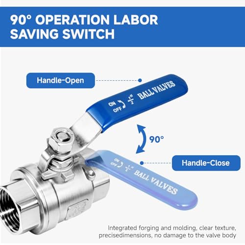 1/2" Full Port Ball Valve 316SS, NPT, 4-Pack - size: 1/2 inch (4 Pack)