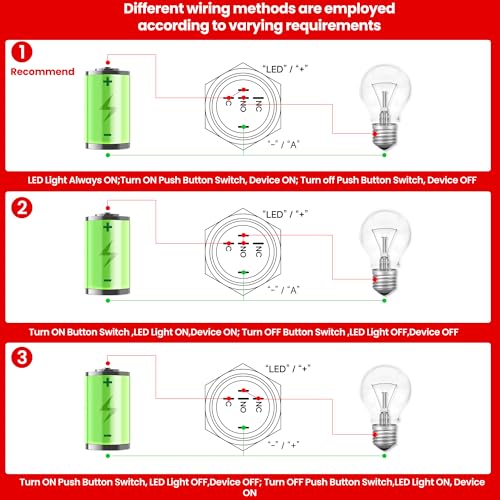 19mm Latching Push Button Switch 12V DC, IP65 Waterproof - color: Silver Stainless Shell Blue, size: 19mm