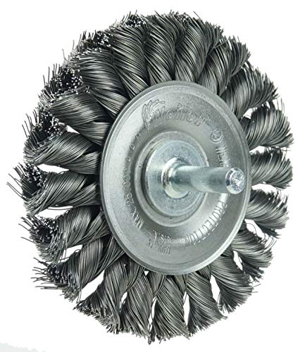 Weiler 17680 3-1/4" Stem-Mounted Knot Wire Wheel, .0118" Steel Fill, 1/4" Stem, Made in the USA - size: 0.0118" Wire Size, style: Pack of 1