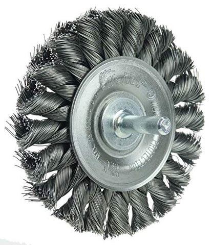 Weiler 17680 3-1/4" Stem-Mounted Knot Wire Wheel, .0118" Steel Fill, 1/4" Stem, Made in the USA - size: 0.0118" Wire Size, style: Pack of 1