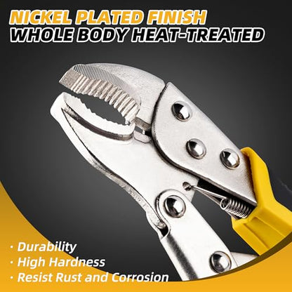 URASISTO 7-Inch Locking Pliers, Premium Alloy Steel Construction, Curved Jaw Locking Pliers with Wire Cutter, Quick Release, Fit for Clamping Twisting Welding