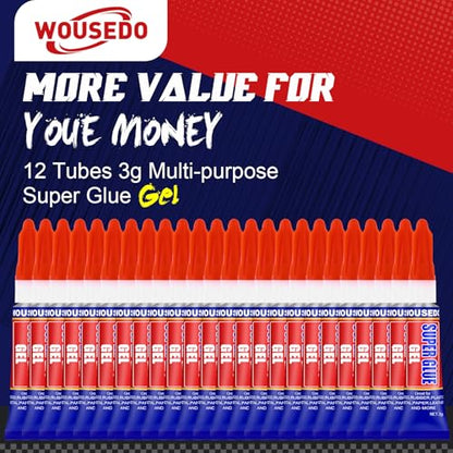 12 x 3g Super Glue Gel, Quick Dry, Thick Formula, All-Purpose Crazy Glue - size: Gel