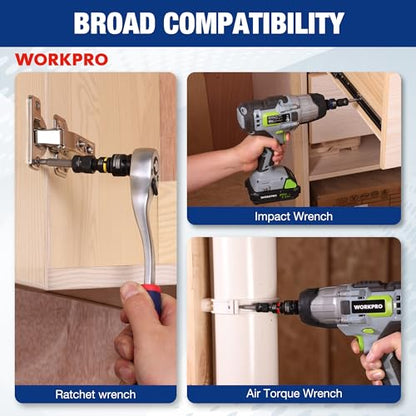 WORKPRO 3-Piece 1/4", 3/8", 1/2" Drive Socket Adapter Set, CR-MO - size: 1/4 inch, 3/8 inch, 1/2 inch